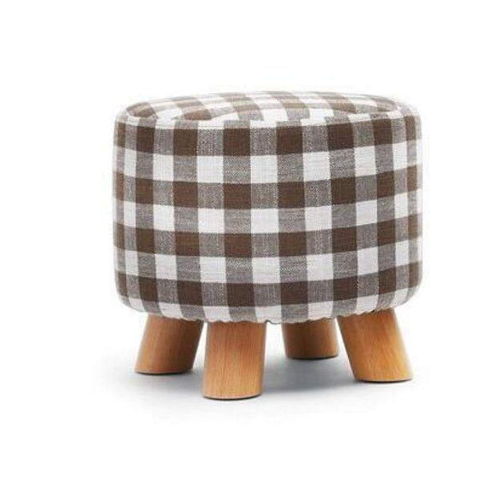 Tabouret en bois shabby chic et petit pouf rond pour décoration intérieure