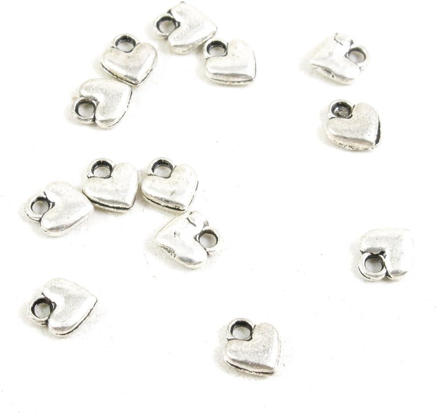 Price per 870 Pieces Antique Silver Tone Jewelry Making Charms Supply U4DK8 Love Heart