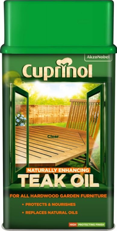 Natural Enhancing Teak Oil 1L | Clear Exterior Wood Oil and Protector | Nourishes and Revives Garden Furniture Decking and Outdoor Timber
