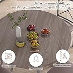 VECELO 5 Piece Dining Table Set for 4, Wood Grain Dinette with Chairs for Kitchen, Breakfast Nook, Small Space, Elegant Grey - Image 3