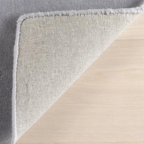 Image of Hand-Tufted Woolen Large Carpets for Living Room 12x18 feet Solid Silver Plain Anti-Skid Area Rug High Pile Thick Carpet & Rugs for Hall & Bedroom