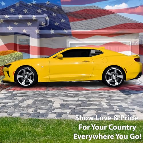 Bogar Tech Designs Quarter Window American Flag Vinyl Decal Compatible with and Fits Camaro 2016-2025, Matte Black by BOGAR TECH DESIGNS - Image 2