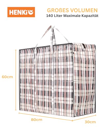 140L XXXL Extra Groß Aufbewahrungstasche Storage Bag, Umzugtasche, Jumbo Karton Travel Organizer, Reißverschluss Garment Bag, 20 kg Einkaufstasche Kleidung Decken Kissen 80x60x30cm