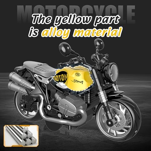 image for MLcnleS Pull-Back Motorcycle Toys, Friction Powered Motorbikes with Li