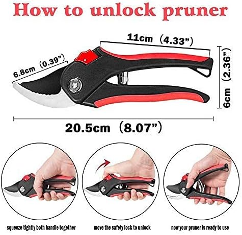 Garden Tool- Pruning Shears Sk-5 Sharp Steel Hand Pruners Heavy Duty Tree Graden Trimmers Secateurs Clippers Tools for Gardens,Hydroponic Plants,Succulen