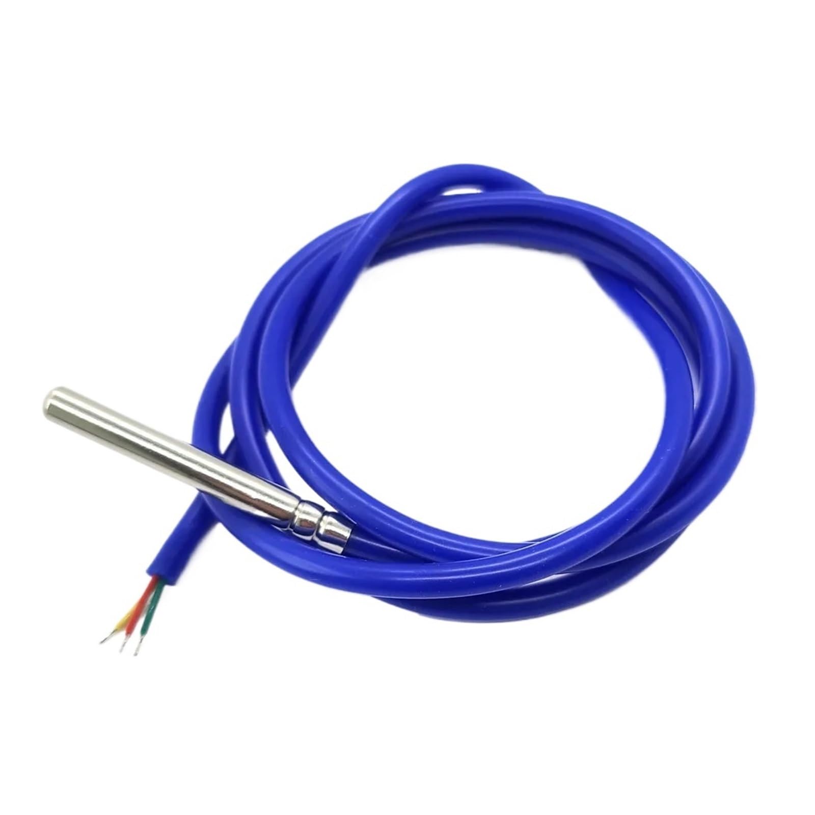 DS18B20 Sonda czujnika temperatury 304 długość 1 m stal nierdzewna 6 * 50 mm średnica zewnętrzna 5,0 mm wodoodporny pyłoszczelny kabel czujników PVC SL (niebieski SL, 5 szt.)