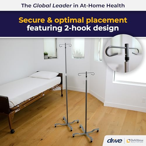 Image of Drive Medical Economy Removable Top I. V. Pole, Silver Vein