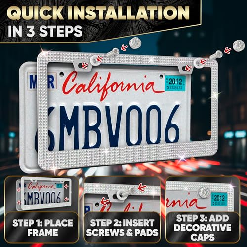 Marco de matrícula brillante con diamantes de imitación - $14.96