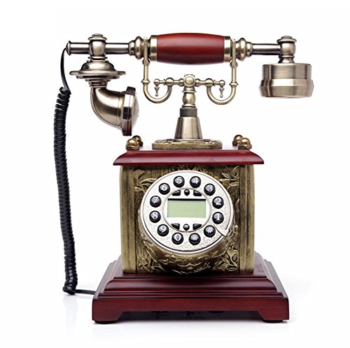 Téléphone fixe en bois antique rétro avec cadran créatif pour bureau et maison