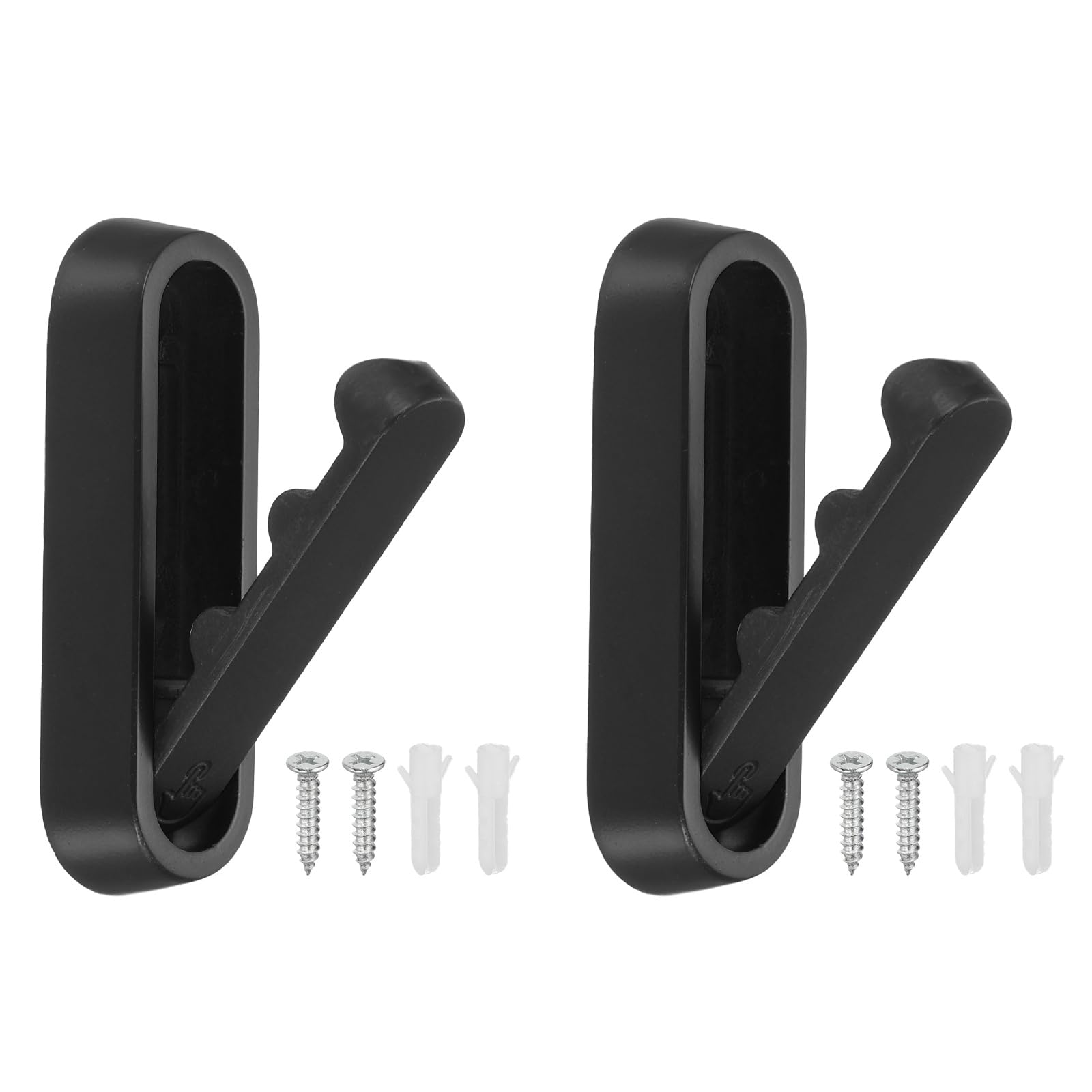sourcing map 2Pcs Foldable Wall Hooks, Aluminum Alloy Heavy Duty Wall Mounted Folding Coat Hooks with Mounting Accessories Space-Saving for Hanging Coat Towels Hat Bags, Oval, Matte Black