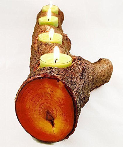 Full Log Branch Wood Tea Light Candle Holder #TOP2