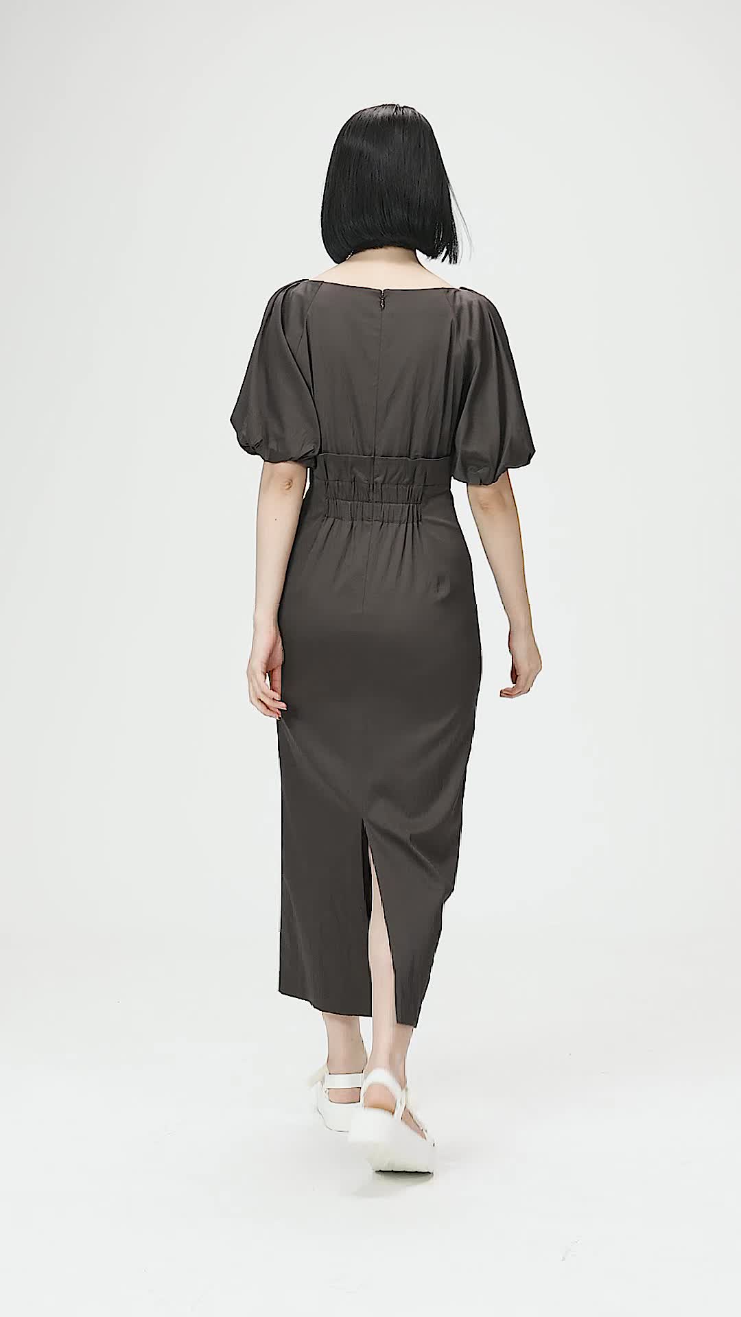 Amazon.co.jp: [フレイ アイディー] ロングタイトパフワンピース  