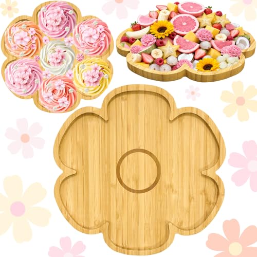 1Pcs Wooden Flowers Birthday Party Decorations Daisy Flower Charcuterie Board Groovy Party Decor Spring Serving Trays Boho Tableware Platter Fillable Food Plates for Baby Shower Wedding Table Supplies