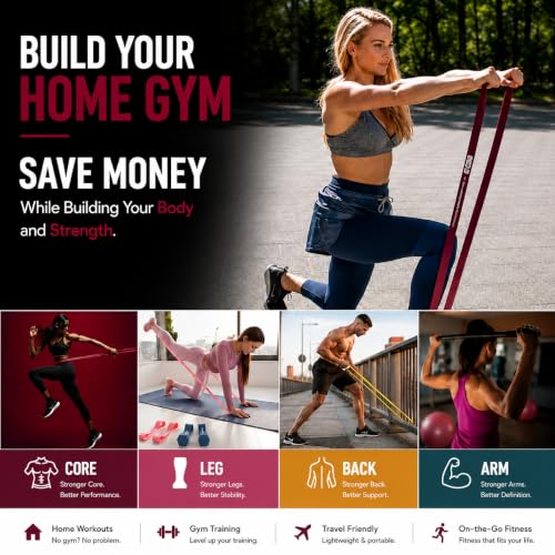 JOINTHERA Premium Latex Free Resistance Bands for Working Out - Set of 5 + Carrying Bag | Non Latex Pull Up Loop Workout Bands Resistance for Women and Men | Stretching, Exercise and Muscle Training — view 4