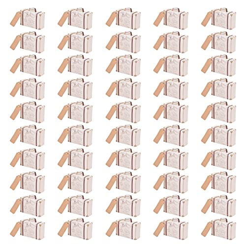 Conjunto de 50 malas para lembrancinhas, caixas de doces para malas, caixas de presente vintage com