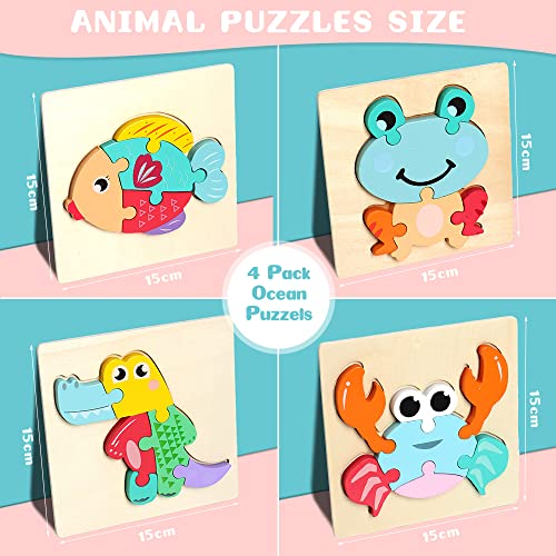 Puzzle in Legno per Bambini,TOLOYE 4 Pezzi 3D