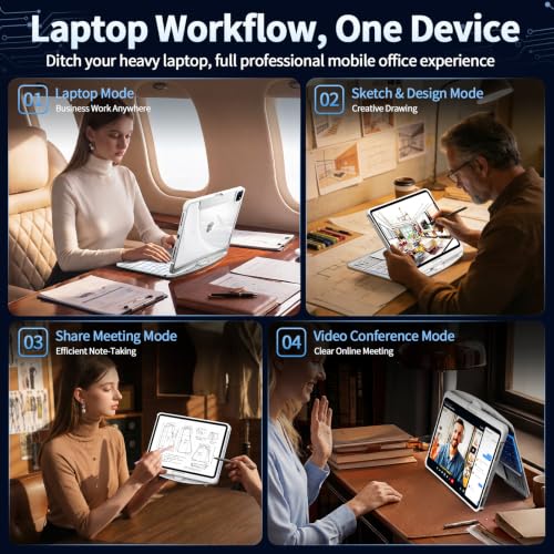 Image of Clear Keyboard Case for iPad Pro 11 Inch with 360 Rotation, White