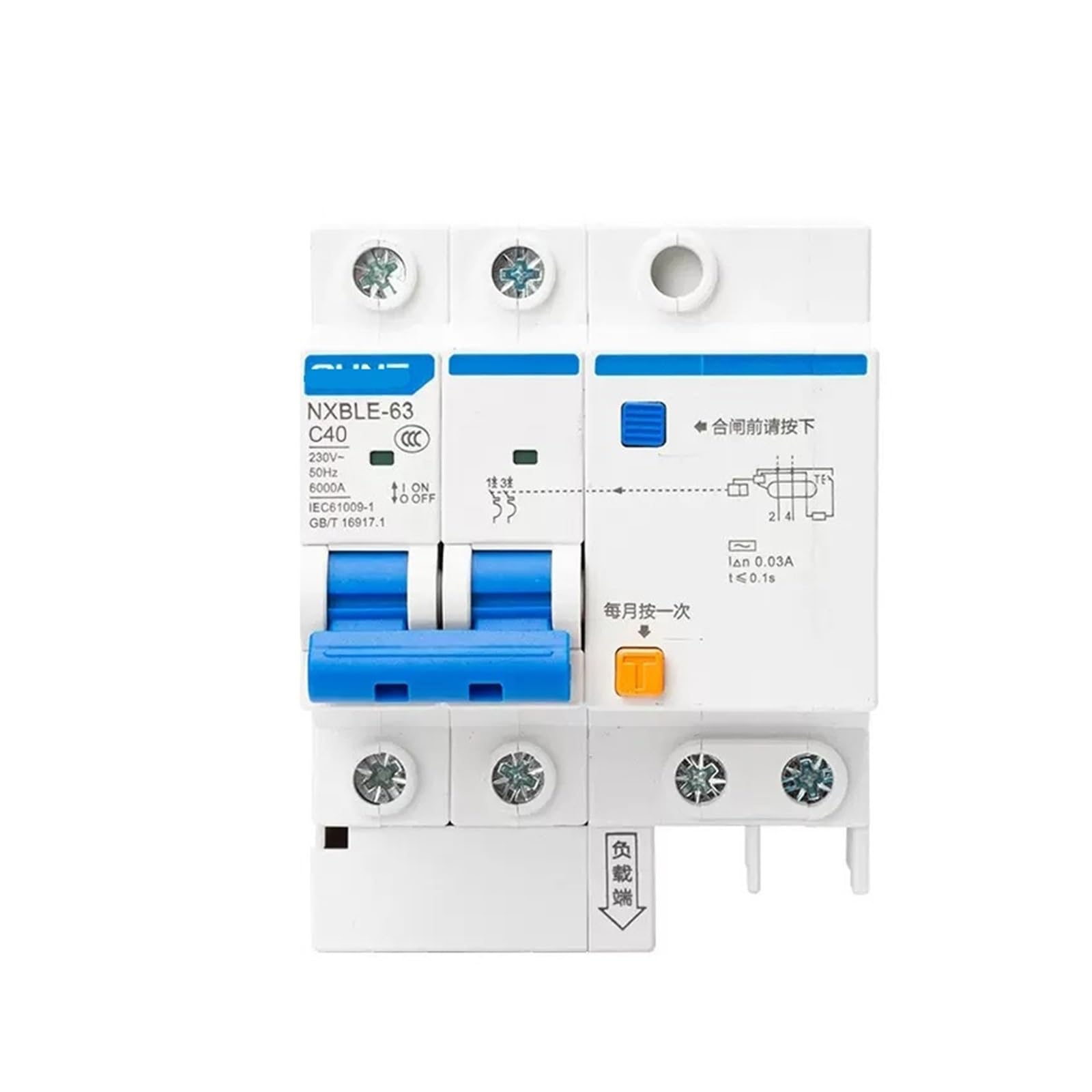 JNVFTCUX Leakage Protector Circuit Breaker 2P Protection air Switch NXBLE-63(NXBLE-63-2P/C40A/30mA/6kA)