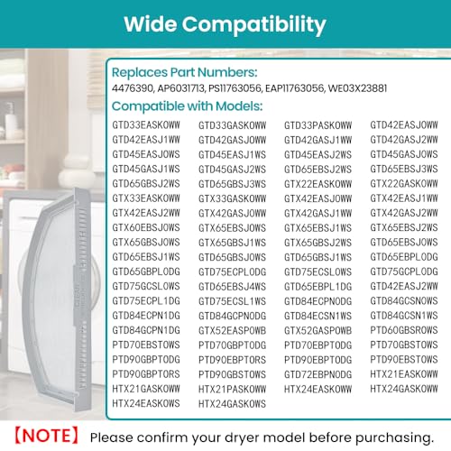 2-Pack-WE03X23881-Stainless-Steel-Dryer-Lint-Filter-Replacement-Compatible-with-GEHotpoint-GTD42EASJ2WW-GTD33EASK0WW-GTX22EASK0WW-GTD65GBSJ3WS-Dryer-Lint-Screen-TrapReplaces-AP6031713-PS11763056