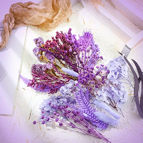 Flores secas moradas para manualidades y decoración 2 cajas miniatura 2