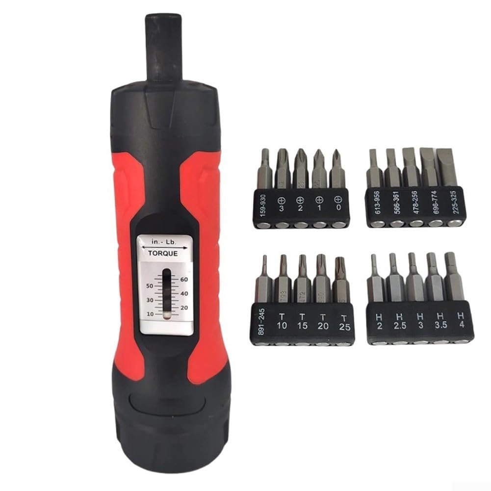 Llave dinamométrica de clic de 1/4 de pulgada de 10 a 65 pulgadas, destornillador de precisión para reparación de bicicletas, trinquete reversible para herramienta de cabeza de acero al