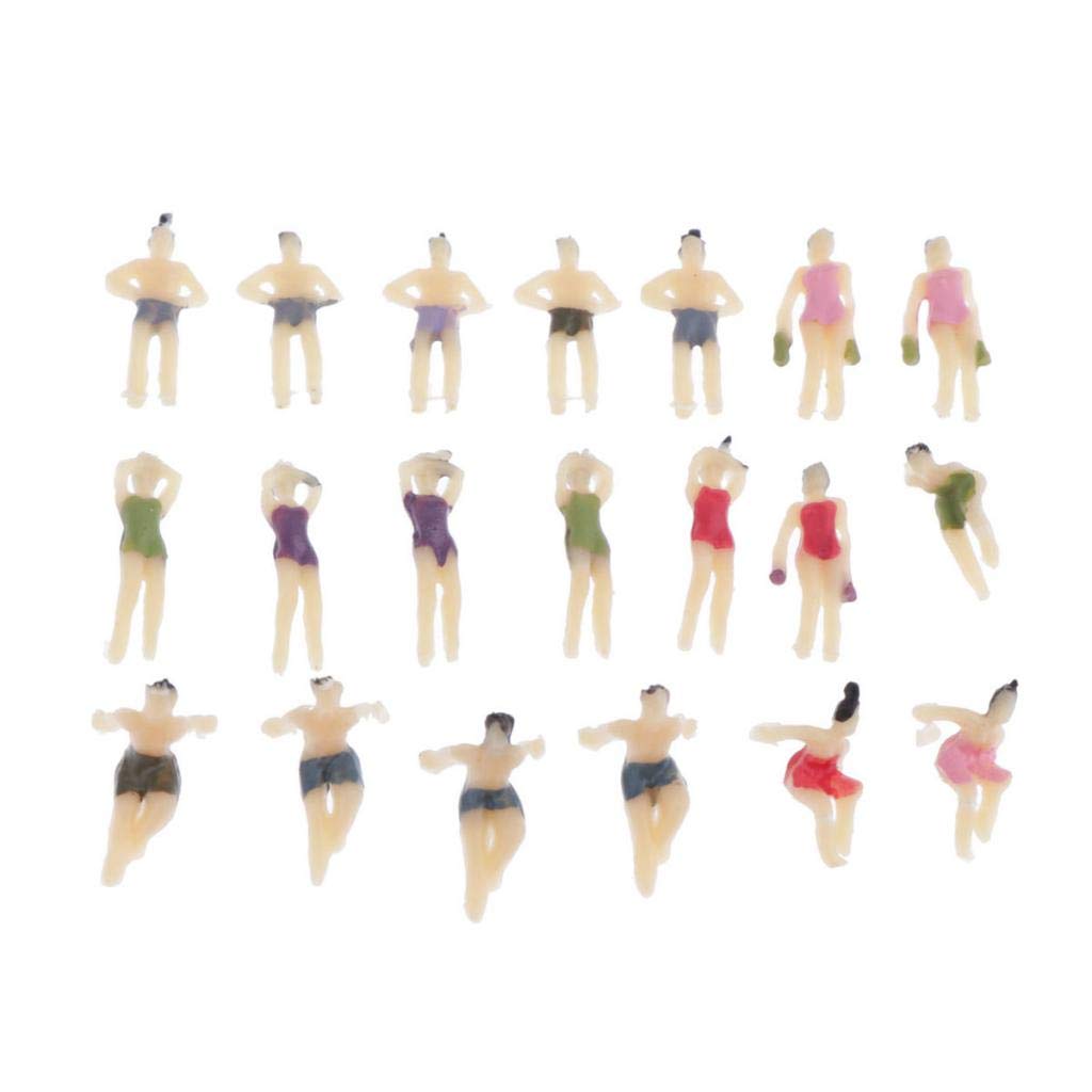 UJEAVETTE® 20Xmodel Trains People Figures Scale Painted Beach Crowd Miniatures N 1:150-picture-26