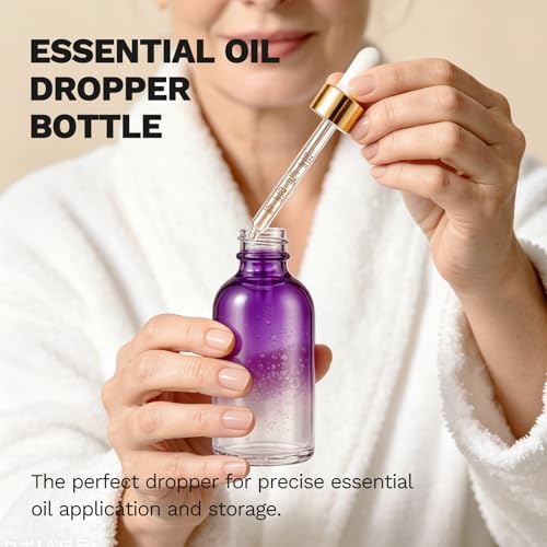 Bumobum 2 oz Dropper Bottle, Purple Glass Eye Dropper Bottles with Golden Top Cap for Essential Oils, 24 pack Tincture Bottle with Labels and Funnel by Bumobum - Image 6