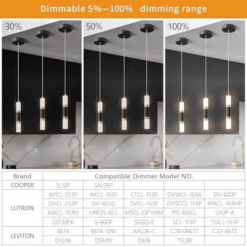 Image of Modern Kitchen Island Light Fixture Dimmable LED Black Mini Pendant Light Bedroom Bedside Table Black Gold Small Pendant Lighting (1-Pack)