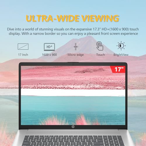 Image of HP 17 Inch Laptop Touchscreen Computer, 17.3 HD+ Touch Screen Business Laptop, AMD Ryzen 5(6-Core), Windows 11 Pro, 10-Key Number Pad, 32GB RAM 2TB SSD