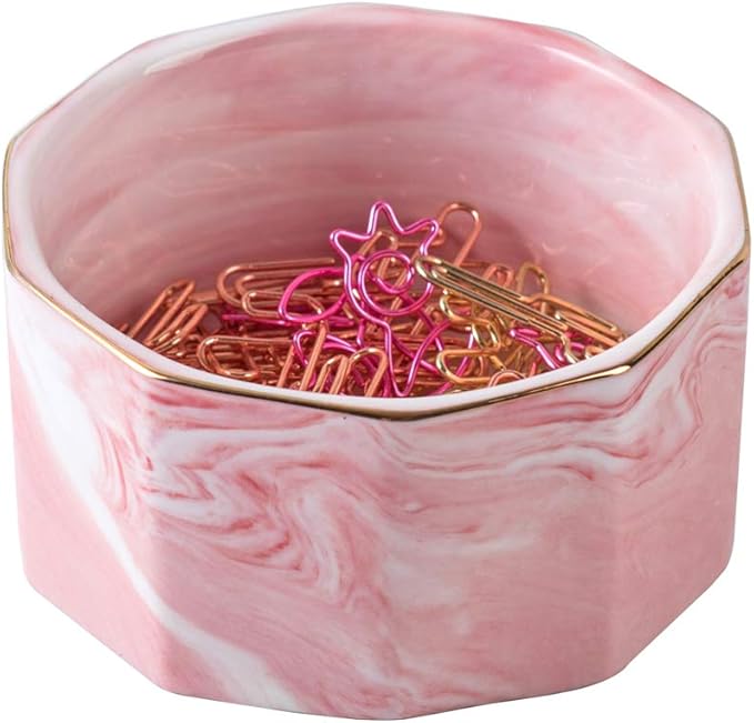 YOSCO Paper Clip Holder Ceramic Marbling Paper Clip