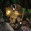 Large Winged Gargoyle Statue with Solar Lights Outdoor Decor, Sitting Gargoyle Monster Dragon Garden Guardian Gothic Creep Scary Sculpture, Patio Yard Lawn Decorations, Valentine's Day Gift