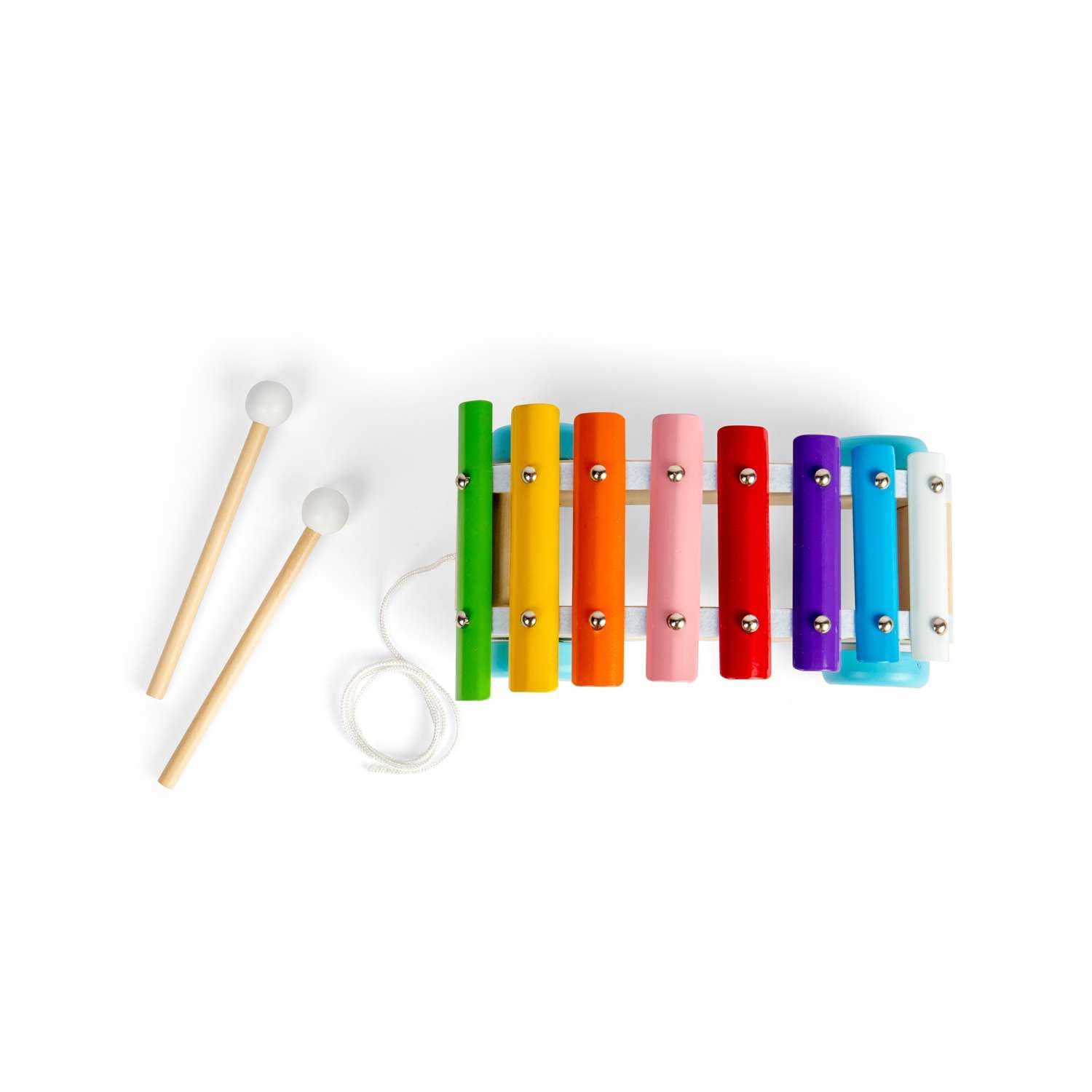 Bigjigs Toys Xilofono da tirare lungo – strumento arcobaleno in legno 2 in 1 per bambini e bambini, xilofoni musicali, strumenti sensoriali e accessori, regali per bambini, età 18 + mesi