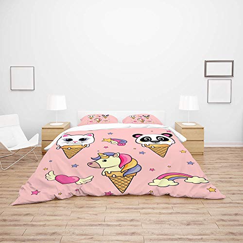 Parure de lit motif animal rose 3 pièces King polyester ultra doux toutes saisons
