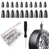 ZEHXI 60 PCS Tire Plug Kit - Tire Plugs Screw Type,Tire Repair Spiral Rubber Screws Plug Kit with 2 Sizes and Screwdriver,Fast Self-Service Tool for Car, Bikes,Motorcycle,Tractor Tire Puncture Repair