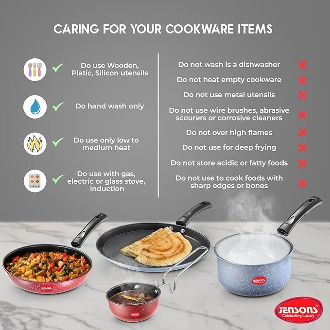 Image of JENSONS Premium Wellness Red Non-Stick Kadhai | Cool Touch Bakelite Handles | Pure Grade Iron| PFOA Free|1.7 litres Capacity | Size 22 cm Kadai |