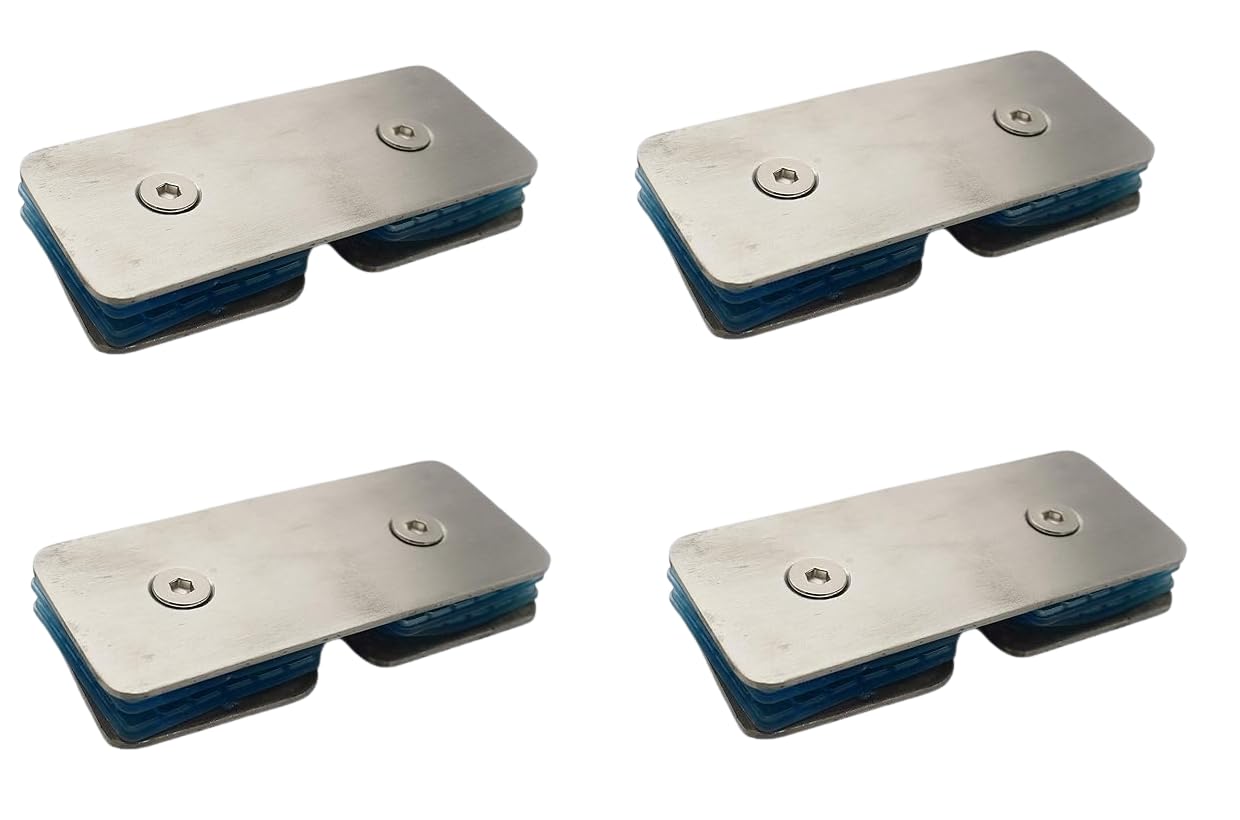 Stainless Steel Glass Bracket with Blue Cushion Pads, Wall Mount Support, L Connector for Glass Fitting (WALL to Glass Connector, 4) — Amazon image 6