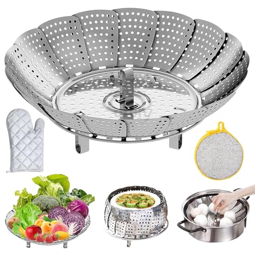 Opiniones de Vaporeras los 5 mejores. 50 SOZOMO Vaporera Plegable para Verduras de Acero Inoxidable, Vaporera Acero Inoxidable,Cesta Expandible para Vaporera,para Cocer a Vapor alimentos, carnes, Comida Saludable,...