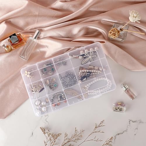 Image of BTSKY 2 PCS Plastic Washi Tape Organizer, Adjustable 15-Grid Compartment Washi Tape Storage Case, Clear Sticker Storage Box for Scrapbook Organizers and Storage, Universal Jewelry Box Bead Organizer