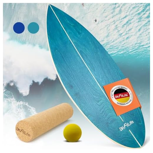 DH FitLife Surfbrett Kit Surfing Balance Board aus Echtholz | Indoor Surfboard mit Rocker Shape | Wackelbrett für Erwachsene | Spaß & Training Zuhause