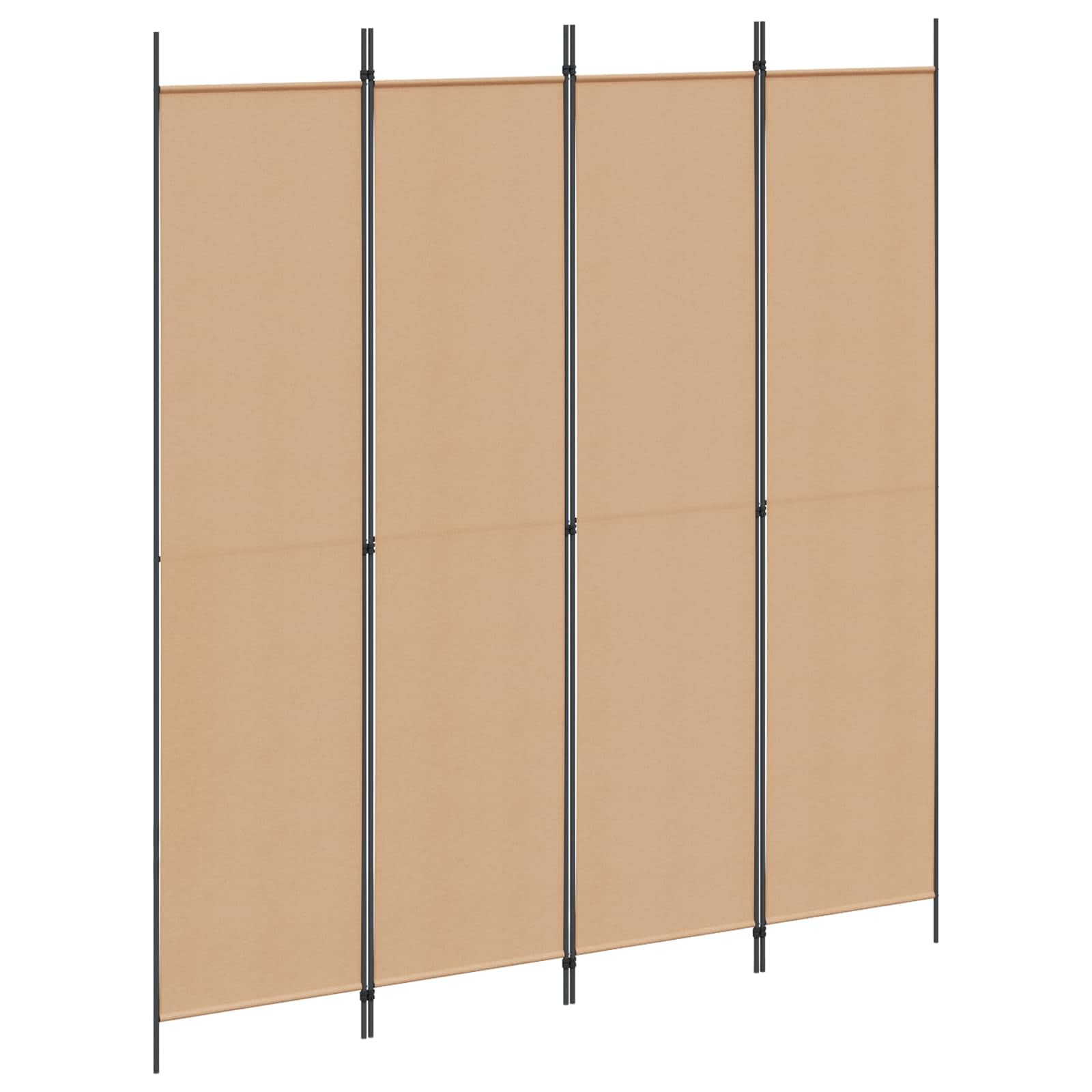 vidaXL Paravento a 4 Pannelli Beige 200 x 220 cm Tessuto, Sala, divisore moderno, schermo privacy pieghevole, separatore in tessuto, struttura in ferro, spazio interno