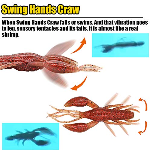 image for XFISHMAN Crawfish-Lures-Bass-Fishing-Jig-Trailers-Soft Plastic 25/30 p