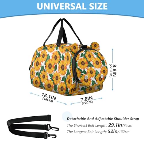 Orange Leaf Sunflowers Kids Travel Duffel Bag for Boys Girls Overnight Weekend Tote Bag with Shoes Compartment for Sleepover Trip Beach3