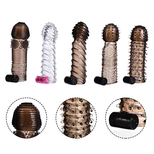 EXCEART 5 Stks Siliconen Vibrerende Penis Sleeve Vertraging Ejaculatie Ring Mannelijke Penis Ring Gemengde Stijl - Image 8