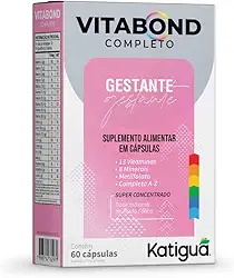 Katiguá, Polivitamínico Vitabond Gestante, Completo de A a Z, Com 13 Vitaminas, 8 Minerais, Metilfolato e Vitamina de A a Z, Super Concentrado, 60 Cápsulas rígidas • 60 doses