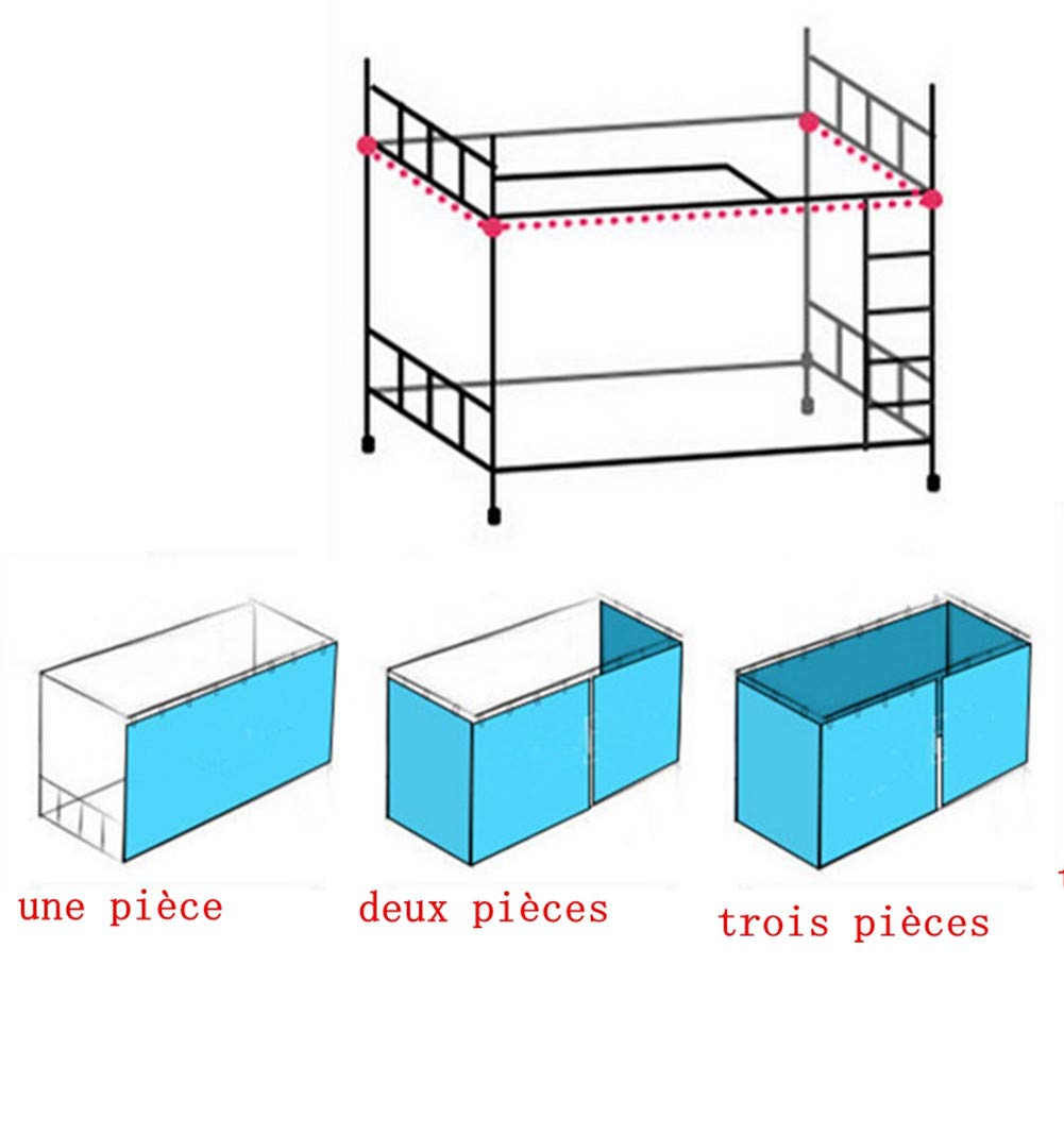 Moonlove Rideau de Lit Superposé Rideau Occultant pour Lit Mezzanine Rideau Lit mi Hauteur Rideau Opaque pour Dortoir des Étudiants Rideau Anti Mouche pour Lit