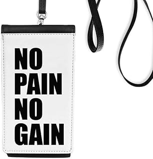 No Pain No Gain Quote Black Encourage Positive Phone Wallet Purse Hanging Mobile Pouch Black Pocket