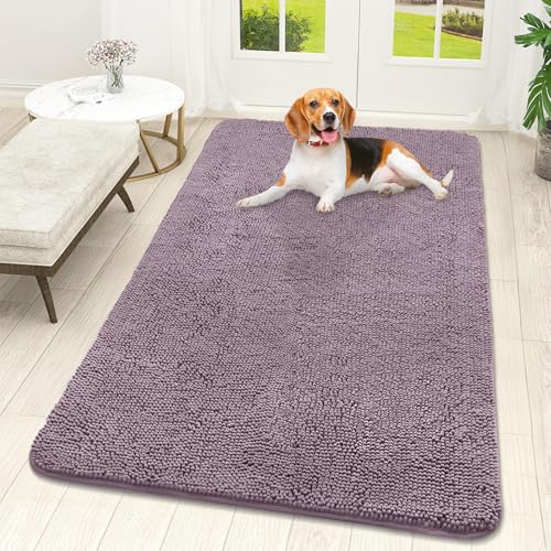 OLANLY Dog Door Mat for Muddy Paws 59x32, Super Absorbent Chenille Mud Mat
