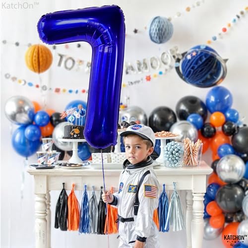 Image of KatchOn, Giant Dark Blue Number 7 Balloon - 40 Inch | 7th Birthday Balloon