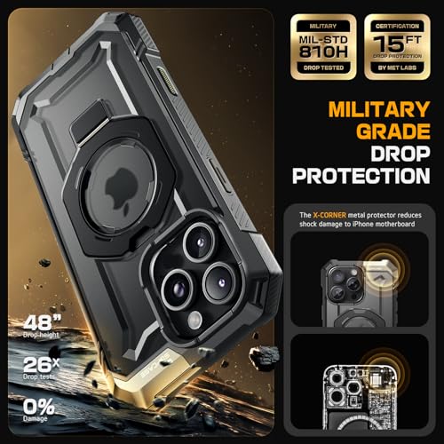 Image of SUPCASE PC For iPhone 16 Pro Rugged Case With Camera Control Capture Button(Unicorn Beetle Grip)[Compatible With Magsafe] Heavy Duty Rugged Magnetic Stand Phone Case For iPhone 16 Pro 6.3'' 2024,Black