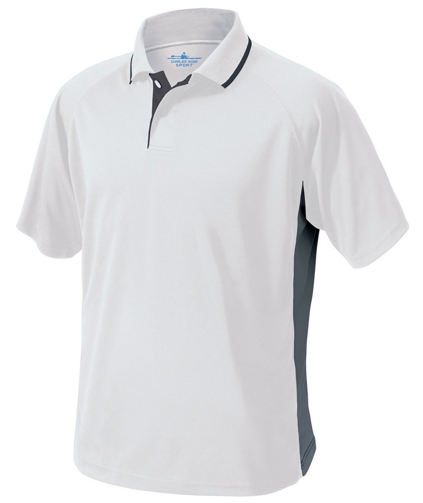 Charles River Apparel mens Classic Wicking polo shirts, White/Slate Grey, Large US